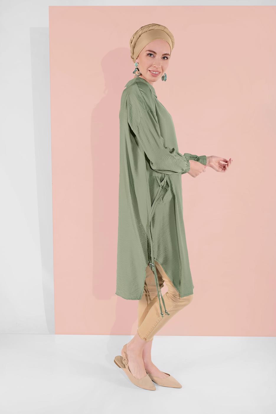 Vêtements hijab VERT TUNIQUE AVEC POCHES 7185 