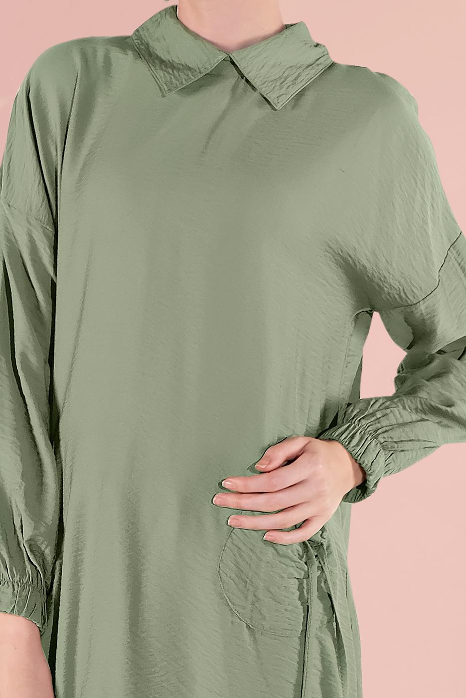 Vêtements hijab VERT TUNIQUE AVEC POCHES 7185 