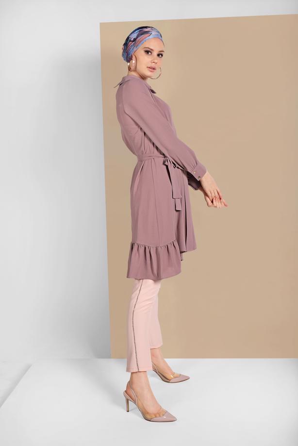 Vêtements hijab  RUFFLE-HEM BELTED TUNIC 7655  - TRENDTESETTÜR