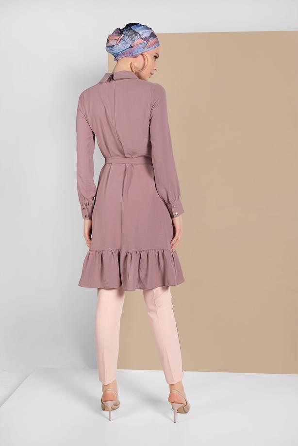 Vêtements hijab  RUFFLE-HEM BELTED TUNIC 7655  - TRENDTESETTÜR