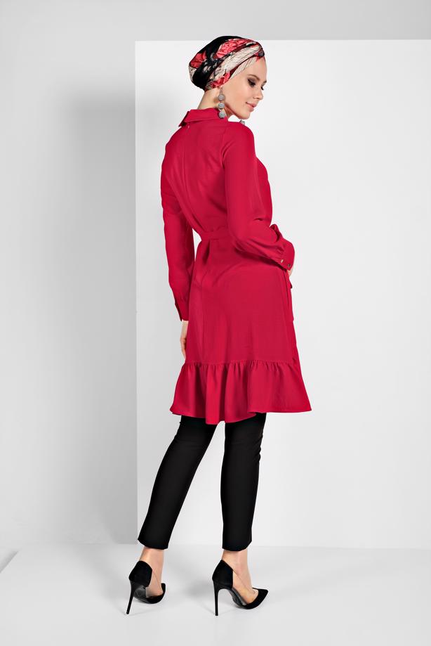 Vêtements hijab  RUFFLE-HEM BELTED TUNIC 7655  - TRENDTESETTÜR