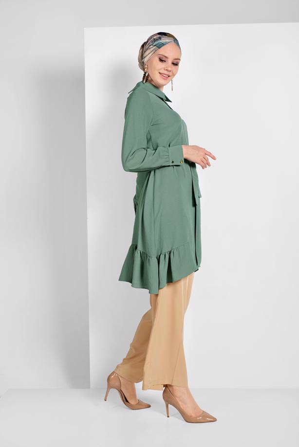 Vêtements hijab  RUFFLE-HEM BELTED TUNIC 7655  - TRENDTESETTÜR