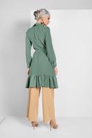 Hijab clothing GREEN RUFFLE-HEM BELTED TUNIC 7655 