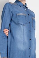 Tesettür giyim MAVİ GÜMÜŞ CEP DETAYLI TUNİK 8011