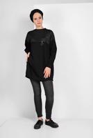 Hijab clothing BLACK ZIPPED SWEATSHIRT 8152