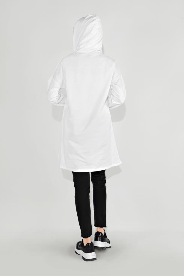 Vêtements hijab CRÈME TUNIQUE IMPRIMÉE À CAPUCHE 8236 - TRENDTESETTÜR