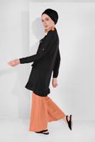 Hijab clothing BLACK BUTTON-TRIMMED TUNIC 9005 