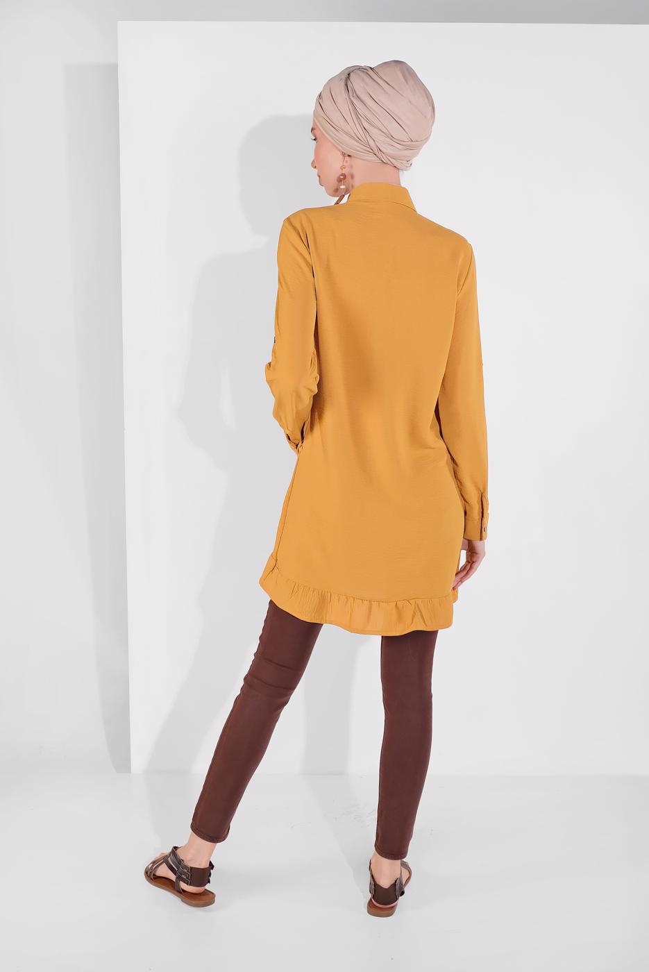 Hijab clothing ORANGE BUTTON-TRIMMED TUNIC 9005 