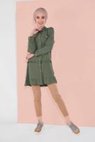 Hijab clothing KHAKI BUTTON-TRIMMED TUNIC 9005 