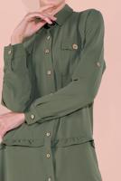 Hijab clothing KHAKI BUTTON-TRIMMED TUNIC 9005 
