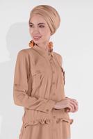 Hijab clothing BEIGE BUTTON-TRIMMED TUNIC 9005 