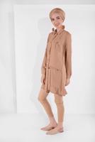 Hijab clothing BEIGE BUTTON-TRIMMED TUNIC 9005 