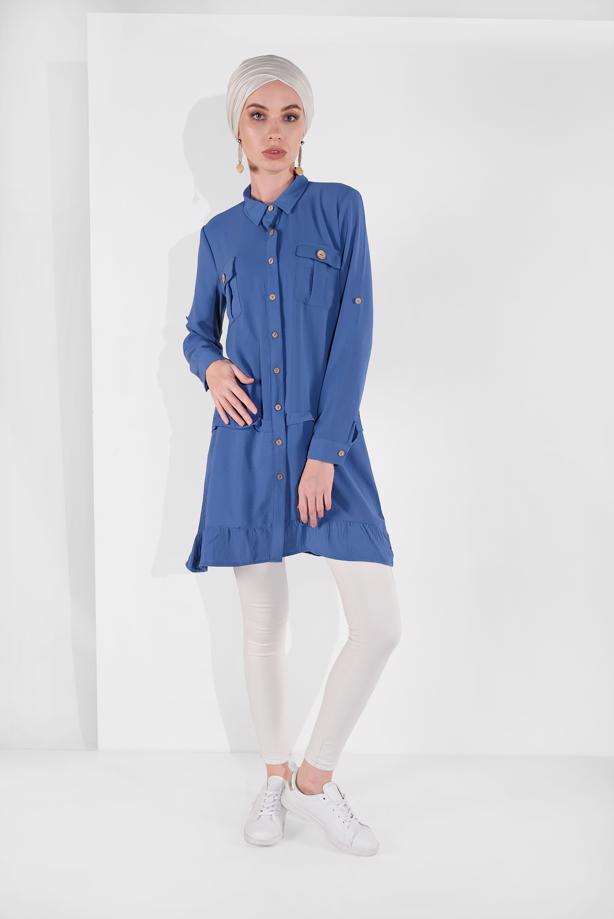 Hijab clothing  BUTTON-TRIMMED TUNIC 9005  - TRENDTESETTÜR