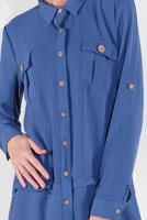 Tesettür giyim LACİVERT BOYDAN DÜĞMELİ CEPLİ TUNİK 9005 