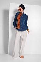 Vêtements hijab BLEU MARINE CHEMISE EN JEAN À BOUTONS PRESSIONS 9233