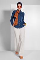 Vêtements hijab BLEU MARINE CHEMISE EN JEAN À BOUTONS PRESSIONS 9233