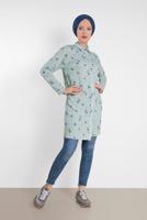 Tesettür giyim MAVİ ALVİNA DESENLİ TUNİK 4492-4