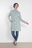 Tesettür giyim MAVİ ALVİNA DESENLİ TUNİK 4492-4