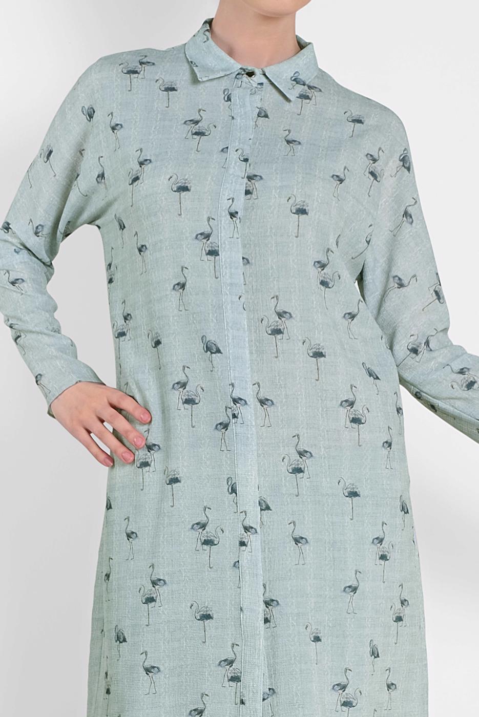 Tesettür giyim MAVİ ALVİNA DESENLİ TUNİK 4492-4