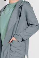 Tesettür giyim YEŞİL PAMUKLU CEPLİ KAPÜŞONLU TRENÇKOT 58107