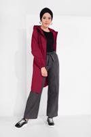 Tesettür giyim BORDO FERMUARLI TRENÇKOT 68107