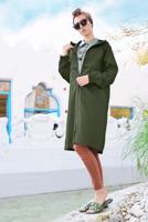 Tesettür giyim HAKİ FERMUARLI TRENÇKOT 68107