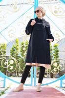 Tesettür giyim LACİVERT FERMUARLI TRENÇKOT 68107