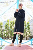 Tesettür giyim LACİVERT FERMUARLI TRENÇKOT 68107