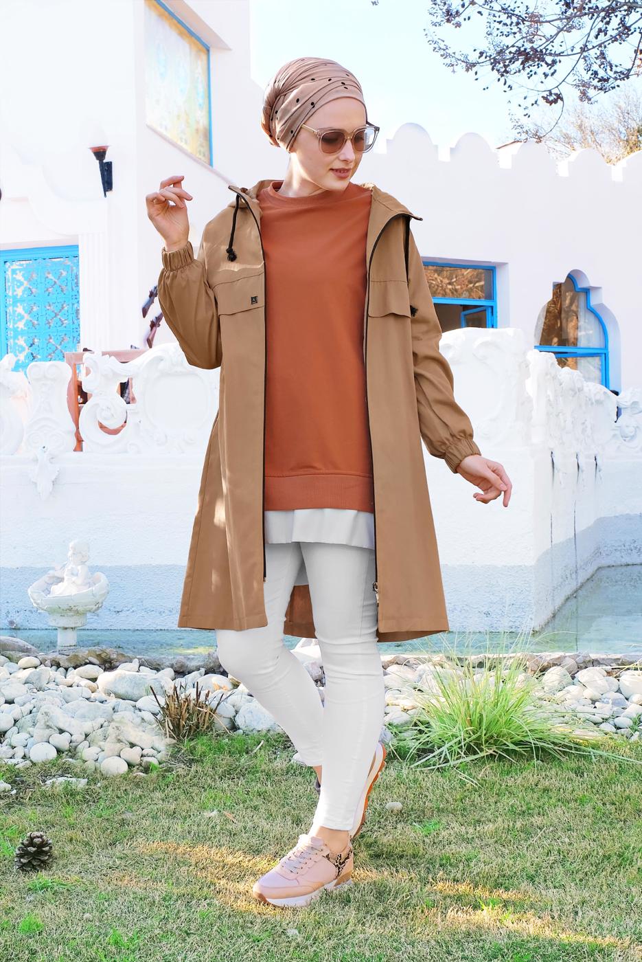 Vêtements hijab TABA TRENCH-COAT ZIPPÉ 68107