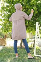 Tesettür giyim BEJ CEP DETAYLI ETEK UCU LASTİKLİ TRENÇKOT 78107