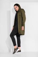 Tesettür giyim YEŞİL CEP DETAYLI ETEK UCU LASTİKLİ TRENÇKOT 78107