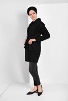 Tesettür giyim SİYAH KUŞAKLI PAMUKLU TRENÇKOT 88107