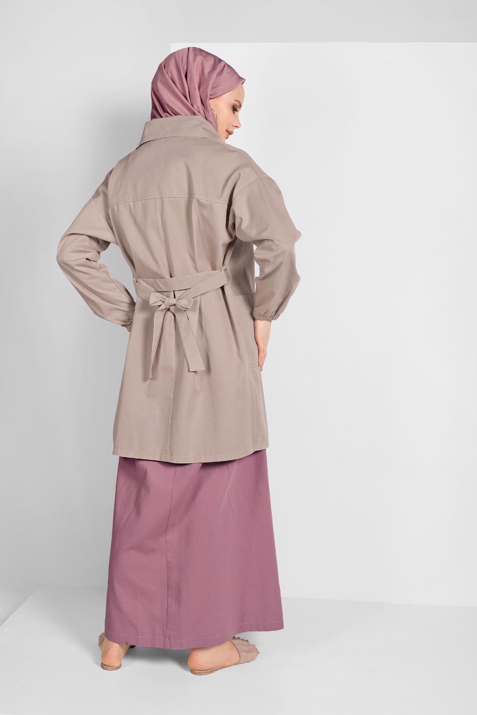 Hijab clothing BEIGE BELTED COTTON TRENCH-COAT 88107