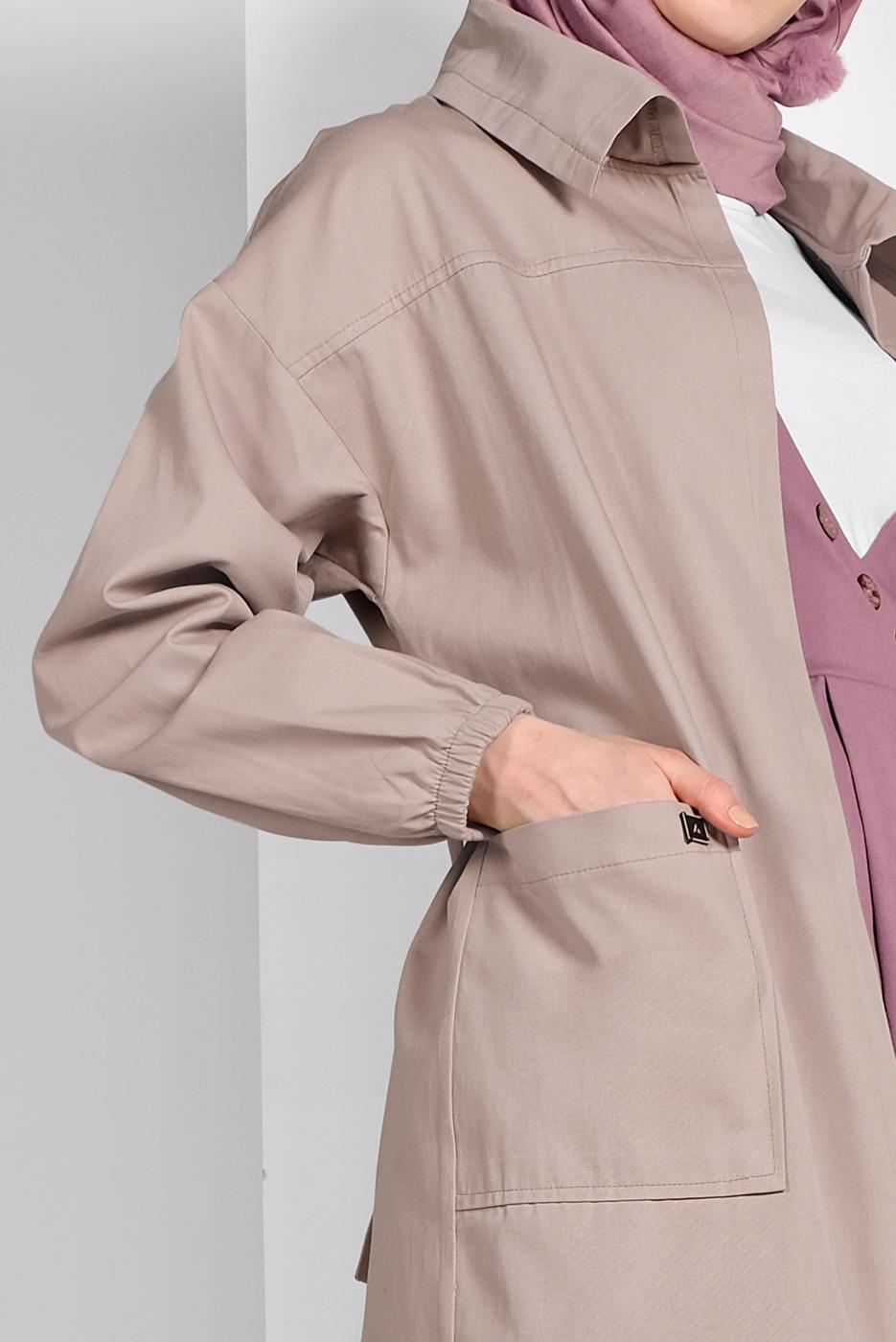 Hijab clothing BEIGE BELTED COTTON TRENCH-COAT 88107