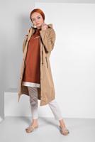 Vêtements hijab BEIGE IMPERMÉABLE EN TAILLE À SMOCKS AVEC CAPUCHE 23
