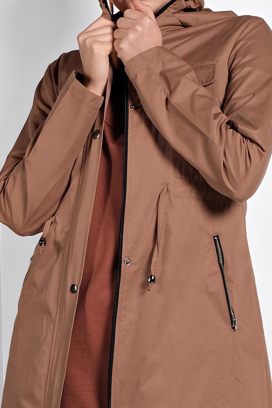 Vêtements hijab BRUN IMPERMÉABLE EN TAILLE À SMOCKS AVEC CAPUCHE 23