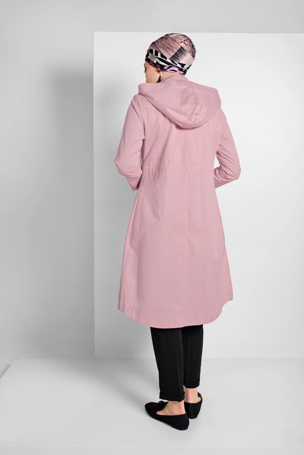 Vêtements hijab  SMOCKED-WAIST HOODED TRENCH-COAT 23 - TRENDTESETTÜR