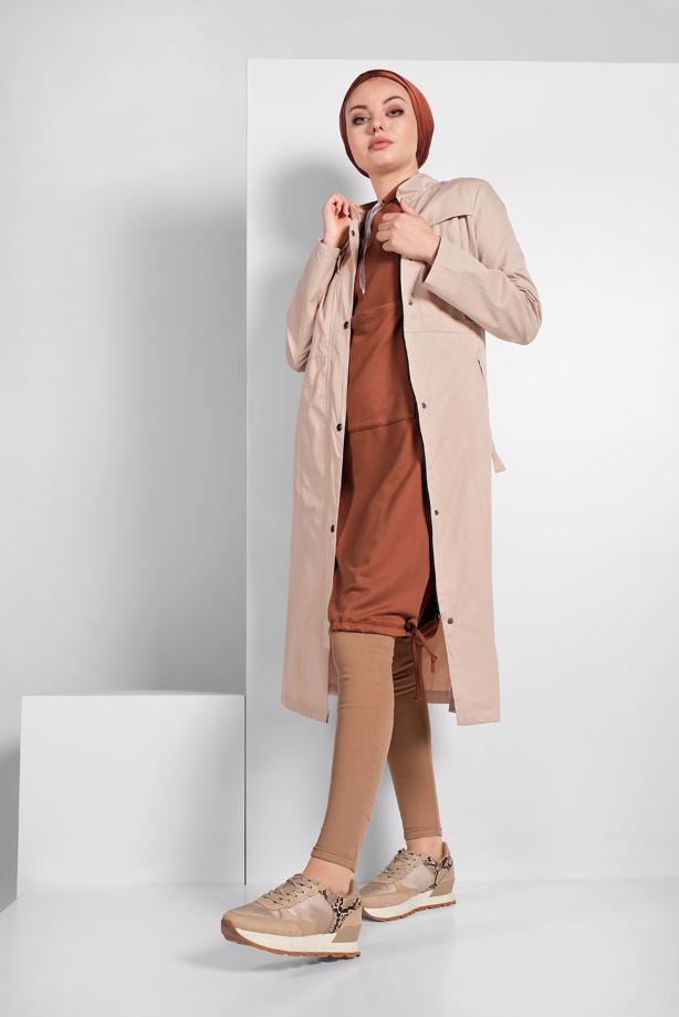 Tesettür giyim  büzgü detaylı tunik - TRENDTESETTÜR