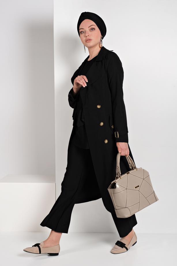 Hijab-Kleidung  KLASİK KESİM KEMERLİ TRENÇKOT 86  - TRENDTESETTÜR