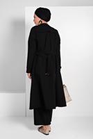 Tesettür giyim SİYAH KLASİK KESİM KEMERLİ TRENÇKOT 86 