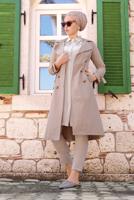 Hijab clothing BEIGE BELTED TRENCH-COAT 86 
