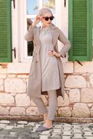 Hijab clothing BEIGE BELTED TRENCH-COAT 86 