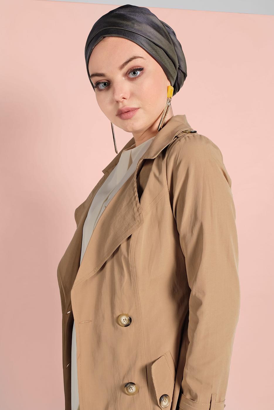 Vêtements hijab BRUN TRENCH-COAT AVEC CEINTURE 86 