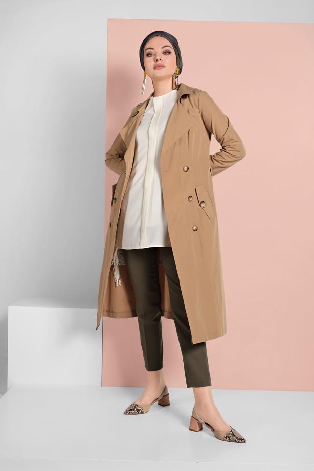 Vêtements hijab  BELTED TRENCH-COAT 86  - TRENDTESETTÜR