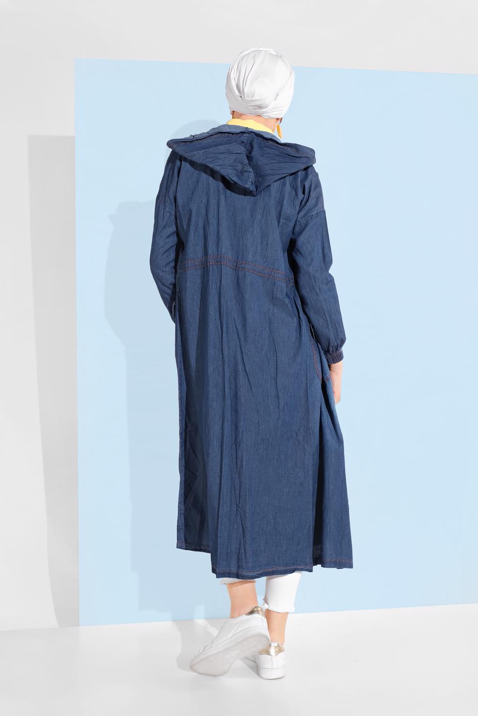 Hijab clothing NAVY BLUE DENIM TRENCH-COAT 301