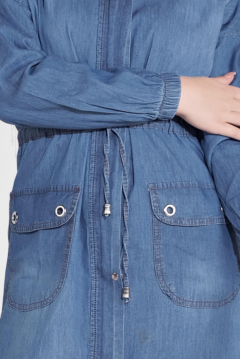 Hijab clothing NAVY BLUE DENIM TRENCH-COAT 301