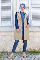 Hijab clothing BEIGE BELTED TRENCH-COAT 401 