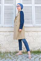 Hijab clothing BEIGE BELTED TRENCH-COAT 401 