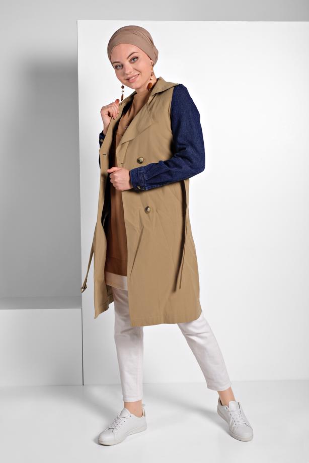 Hijab clothing  BELTED TRENCH-COAT 401  - TRENDTESETTÜR
