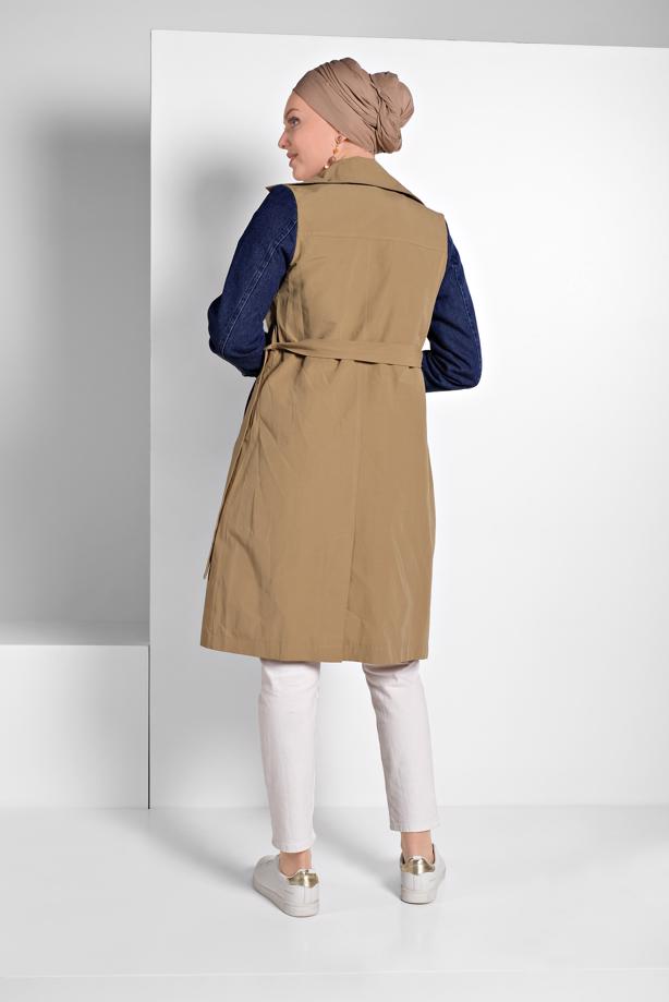Vêtements hijab  BELTED TRENCH-COAT 401  - TRENDTESETTÜR